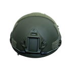 Балістичний шолом-каска Fast кольору олива стандарту NATO (NIJ 3A) M/L + навушники М32 (з мікрофоном) і кріпленням "Чебурашка" - зображення 3