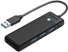 Hub USB Orico 3 x USB-A 5 Gb/s Czarny (PAPW3AT-U3-015-BK-EP) - obraz 1