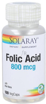 Kwas foliowy Solaray Acido Folico 800 mg 100 kapsułek (76280238624) - obraz 1