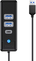 USB-хаб Orico 2 x USB 3.0 + USB-C Чорний (PWC2U-U3-015-BK-EP) - зображення 2