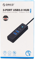USB-хаб Orico 2 x USB 3.0 + USB-C Чорний (PWC2U-U3-015-BK-EP) - зображення 4