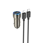 Адаптер автомобильный Type-C to Lightning Cable Tough dual port Car charger Z48 |2Type-C, 40W/3A, PD серый