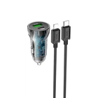 Автомобільний адаптер Hoco Type-C до Lightning CableTransparent Discovery Edition дюймовий port Z47A |1USB/1Type-C, QC/PD, 30W/3A| transparent-black