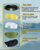 Тактичні окуляри (маска) E-Tac зі змінними лінзами (1 окуляри та 3 лінзи) - зображення 7