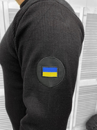 Чоловічий в'язаний светр з вишивкою прапором на рукаві / Тепла кофта чорна розмір L - зображення 3