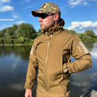 Мужская водонепроницаемая куртка Softshell с капюшоном и липучками под шевроны койот размер S - изображение 2