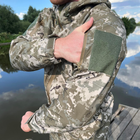 Мужская водонепроницаемая куртка Softshell с капюшоном и липучками под шевроны пиксель размер 2XL - изображение 3