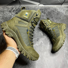Мужские износостойкие Берцы с патриотическим принтом / Демисезонные ботинки с мембраной хаки размер 43 - изображение 5