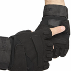 Перчатки тактические короткие мужские без пальцев Han-Wild HW72 XL с защитными вставками taktical Чёрные - изображение 3