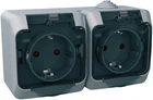Розетка подвійна 2К+С зі шторками та прозорою кришкою Schneider Electric Cedar Plus IP44 Сіра (WDE000625)