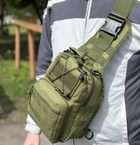Тактический однолямочный рюкзак городской Tactic сумка барсетка слинг с системой molle на 6 л Олива (095-olive) - изображение 3