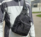 Тактический однолямочный рюкзак городской Tactic сумка барсетка слинг с системой molle на 6 л Black (095-black) - изображение 3