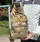 Тактический однолямочный рюкзак городской Tactic сумка барсетка слинг с системой molle на 6 л Мультикам (095-multic) - изображение 5