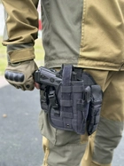 Настегнана тактична кобура для пістолета Tactic універсальна кобура на пояс з кишенею під магазин Чорний (holster-1019-black) - зображення 2