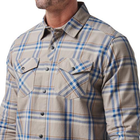 Рубашка 5.11 Tactical Gunner Plaid Long Sleeve Shirt 5.11 Tactical Badlands Tan Plaid, XL (Коричнева) Тактична - зображення 5