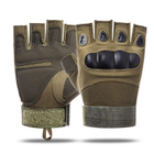 Тактические перчатки с открытыми пальцами с защитой костяшек L Зеленые - изображение 4