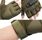 Тактичні рукавички з відкритими пальцями із захистом кісточок XL Зелені - зображення 3