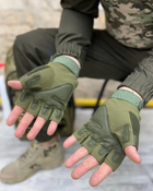 Тактические перчатки с открытыми пальцами с защитой костяшек XL Зеленые - изображение 5