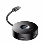 USB хаб расширитель с входом USB-A Baseus Round Box USB3.0 на 4USB (USB 3.0, 3USB 2.0, 10 см). Black