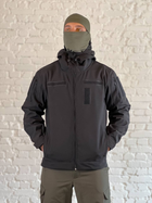 Куртка військова флісова SoftShell осінь/зима Чорна L - зображення 1