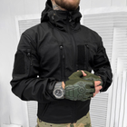 Мужская демисезонная Куртка SoftShell с капюшоном и дополнительными карманами черная размер 2XL - изображение 1