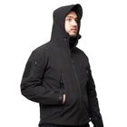 Чоловіча демісезонна Куртка з капюшоном Softshell Shark Skin 01 на флісі до -10°C чорна розмір XXL - зображення 6