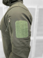 Утепленная мужская Куртка с капюшоном Softshell на флисе / Плотный Бушлат хаки размер XXL - изображение 3