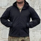 Мужская демисезонная Куртка с капюшоном Softshell Shark Skin 01 на флисе до -10°C черная размер XXXL - изображение 2