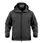 Мужская демисезонная Куртка с капюшоном Softshell Shark Skin 01 на флисе до -10°C черная размер XXXL - изображение 5