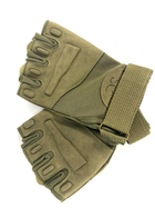 Тактические военные перчатки с открытыми пальцами перчатки беспалые хаки L - изображение 1