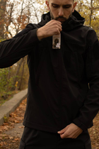 Утепленная мужская куртка с капюшоном SoftShell на флисе черная размер XL - изображение 4