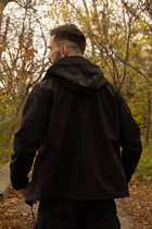 Утеплена чоловіча куртка з капюшоном SoftShell на флісі чорна розмір 2XL - зображення 2