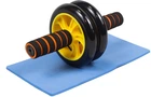 Ролик колесо для преса EasyFit Ab Wheel Double EF-1352-Y подвійний з килимком (тренажер гімнастичний для м'язів пресу) Жовтий (56001534)