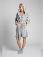 Халат жіночий теплий з капюшоном LaLupa LA001 381127 2XL-3XL Light Grey (5903887604734) - зображення 1