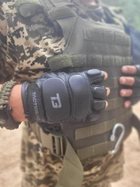 Перчатки тактические полевые кожаные без пальцев для силовых структур TACTIGEAR PS-8801 Patrol Black L TR_8801BK4-L - изображение 5