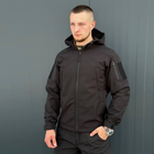 Костюм мужской на флисе Куртка + Брюки / Утепленная форма Softshell черная размер S - изображение 2
