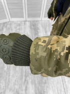 Мужской зимний Бушлат-бомбер гретая с меховой подкладкой / Куртка с капюшоном пиксель размер M - изображение 5