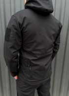 Чоловіча Куртка з капюшоном SoftShell на флісі чорна розмір M - зображення 4