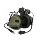 Активні захисні навушники Earmor M32H MOD3 (FG) Olive з гарнітурою та кріпленням на шолом - изображение 1