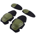 Комплект защиты тактические наколенники и налокотники вставные зеленые олива - изображение 1