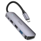 HUB Type-C HOCO HB27 (HDTV+USB3.0+USB2.0*2+PD) Сірий