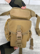 Тактична сумка на стегно військова сумка на ногу койот пісочна - зображення 5