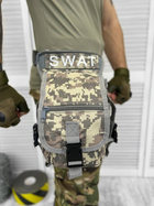 Тактическая сумка B05 на бедро военная сумка на ногу серая пиксель - изображение 4