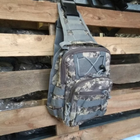 Сумка через плечо мужская тактическая слинг Protector Plus 202X-Molle армейский однолямочный мини-рюкзак, нагрудный Серый пиксель - изображение 5