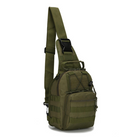 Сумка через плечо мужская тактическая слинг Protector Plus 202X-Molle армейский однолямочный мини-рюкзак, нагрудный Олива - изображение 6