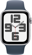 Смарт-годинник Apple Watch SE (2023) GPS 44mm Silver Aluminium Case with Storm Blue Sport Band - S/M (MREC3) - зображення 2