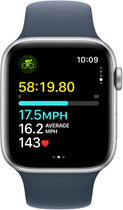 Смарт-годинник Apple Watch SE (2023) GPS 44mm Silver Aluminium Case with Storm Blue Sport Band - S/M (MREC3) - зображення 6