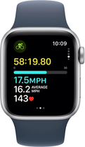 Smartwatch Apple Watch SE (2023) GPS + Cellular 40mm Silver Aluminium Case with Storm Blue Sport Band - S/M (MRGJ3) - obraz 6