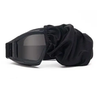 Тактические защитные очки Сombat со сменными линзами (3 шт.) Черная - изображение 6