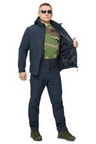 Костюм мужской демисеонный Soft shel на флисе темно синий меланж 46 брюки куртка с капюшоном воддонепроницаемый и ветронепродуваемый защита от непогоды - изображение 5